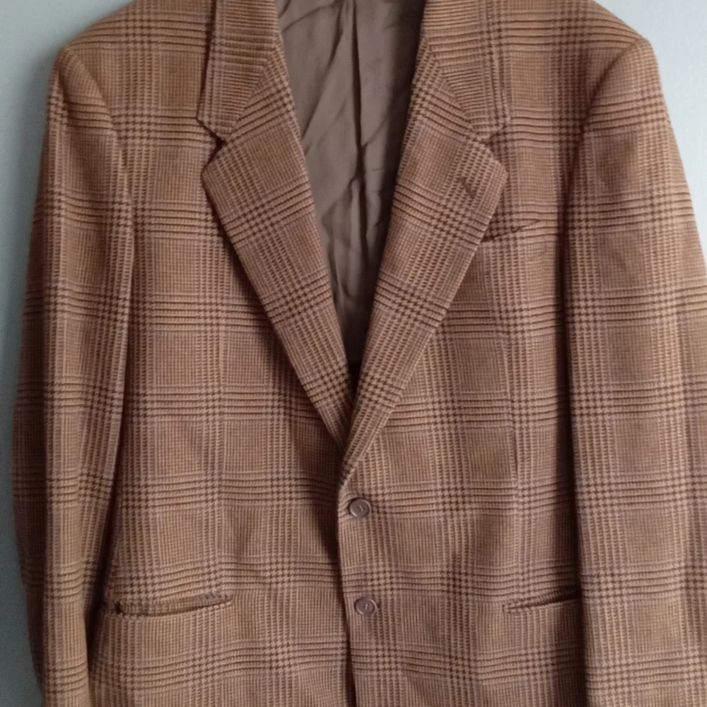 Mens Brown‎ Plaid Blazer Jacket Made in Italy